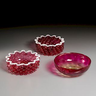 (3) Victorian Art Glass Bowls