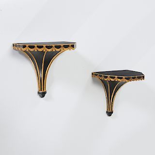 Pair Regency Style Painted and Gilt Wall Brackets