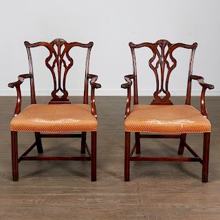 Pair Chippendale Style Mahogany Armchairs