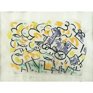 FERNANDO LEAL AUDIRAC, Sin título, Firmado y fechado 1990, Pastel, gouache y tinta sobre papel, 48 x 63 cm, Con dedicatoria
