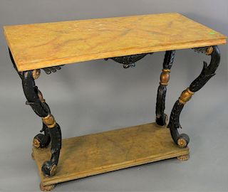 Two tier painted and veneered sofa table. ht. 29 in., top: 20" x 39".