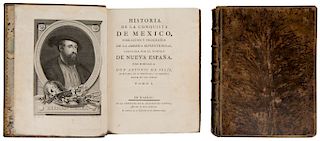 Solís, Antonio de. Historia de la Conquista de México.  Madrid, 1783 - 1784. Ilustrados con mapas, retratos y vistas. Piezas: 2.