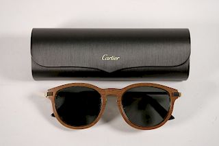 New in Box Cartier Santos Wood Sunglasses