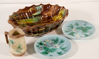Group, Four Pieces of Continental Majolica