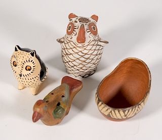 3 Native American Figural Effigy/Whistles