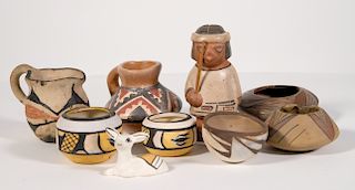 Group, Nine Small Pueblo Pottery Miniatures