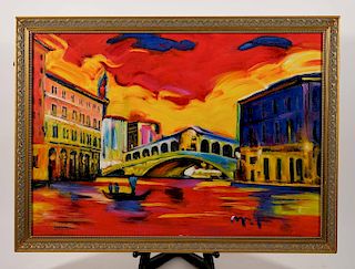 Attr. Peter Max Venice Series Acrylic on Canvas