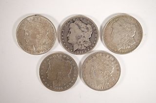 Group of 5 Morgan Silver Dollars
