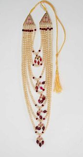 Antique Pearl and Ruby Necklace c. 1800