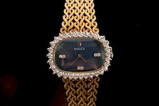 Vintage Rolex 18k Gold & Diamond Ladies Oval Watch