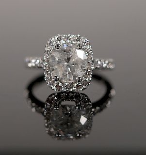 18K White Gold & Diamond Wedding Ring Sz 6.75