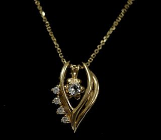 Contemporary 14k YG Diamond & Topaz Necklace