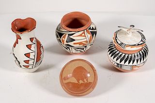 Group, Four Jemez Pueblo Pottery Pieces