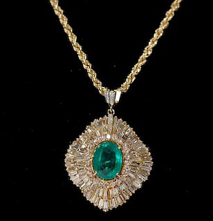 Massive Emerald and Diamond Pendant