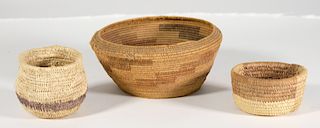 Group, Three Native American Coil Baskets