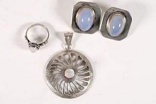 4 Pcs Native American Sterling Moonstone Jewelry