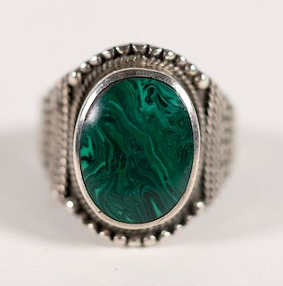 Vintage Navajo Sterling Silver and Malachite Ring