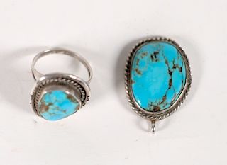 Vintage Navajo 925 & Turquoise Ring & Pendant