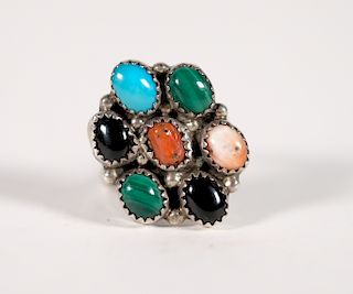 Vintage Navajo 925. Multi Stone Ladies Ring