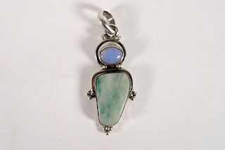 Vintage Navajo Silver Turquoise Pendant w/Ring