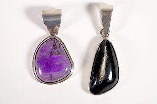 2 Designer Sterling Pendants w/Gemstones