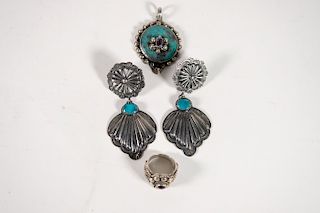 Group, Turquoise 925 Pendant w/Ring Earrings