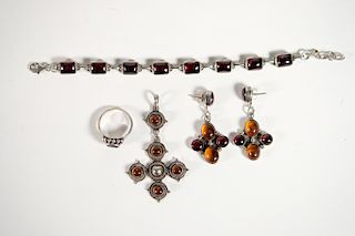 4 Pc Sterling Silver & Tourmaline Jewelry Group