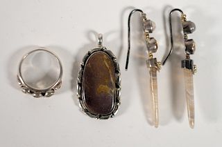 Group, Sterling Ring, Pendant & Pair of Earrings
