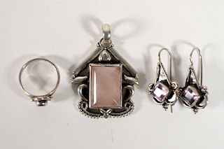 Group, 925 & Amethyst Ring, Earrings & Pendant
