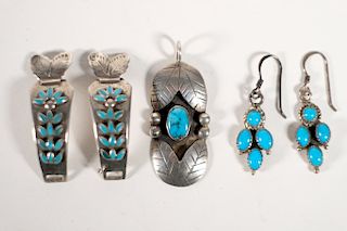 Group of Sterling Silver & Turquoise Jewelry
