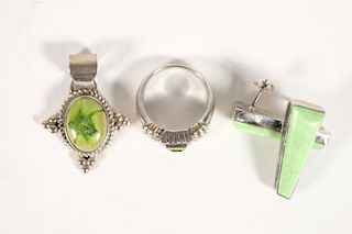 Group, Sterling Silver Earrings, Pendant and Ring