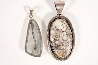 2 Native American Sterling Silver & Stone Pendants