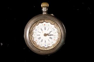 Louis Jacot Ladies .800 Silver Swiss Pocket Watch,