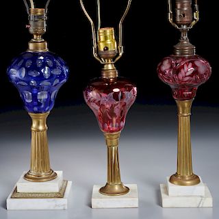 (3) American Cut Glass Fluid Lamps