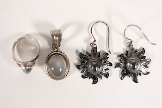 Sterling Silver Jewelry Pendant, Ring, Earrings
