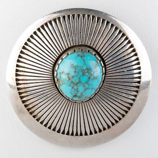 Kee Nez Silver and Turquoise Brooch