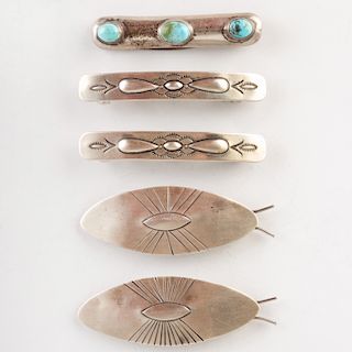 Group of Native American Silver Hair Barrettes
