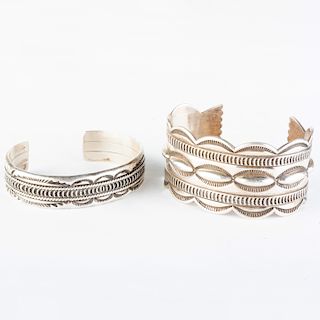 Two Native American Sterling Silver Cuff Bracelets