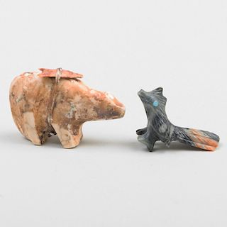 Two Native American Carved Stone Animals