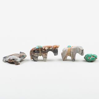 Group of Three Native American Stone Animal Fetishes