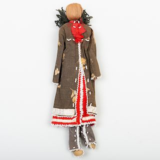 Iroquois Corn Husk, Beaded and Trade Cloth Doll