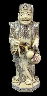 A Single Chinese Export Bone Dice Wise Man Figure