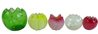 Five (5) Collectible Art Glass Rose Bowls