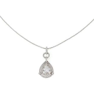 2.60ct Diamond 18k Pear Halo Solitaire Necklace