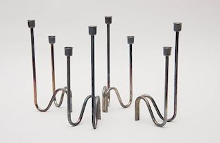 GROUP OF FOUR MODERN SILVER CANDLESTICKS, BY SABATTINI, ITALY