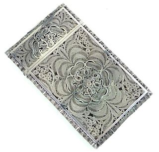 Russian 84 Silver Card Case Having Faberge Mark