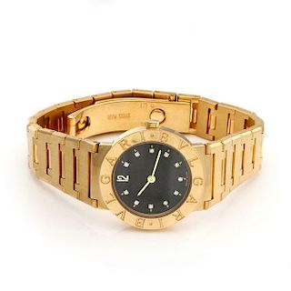 Bvlgari Diamond Dial 18k Ladies Quartz Wrist Watch