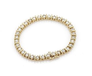 8.25ct Diamond 14k Gold Bar Link Tennis Bracelet