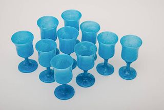 TEN MEXICAN BLUE WINE GLASSES