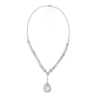 5.5ct Diamond Tear Drop Necklace in 18k White Gold